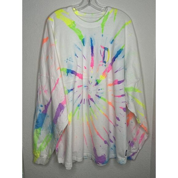 Disney Spirit Jersey Shirt Mens 2XL Neon Tie Dye Disneyland Resort Long Sleeve - Picture 2 of 14